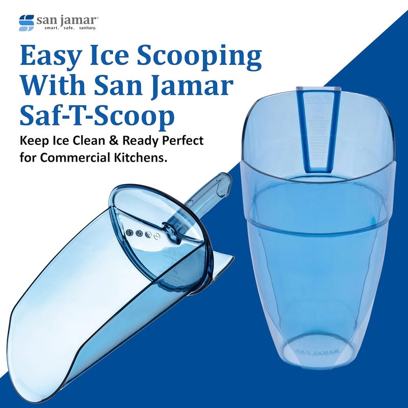 San Jamar Saf-T-Scoop Plastic Ice Scoop with Storage Caddy - Ergonomic Design for Restaurants, Bars, and Catering Events - Blue - Image 5